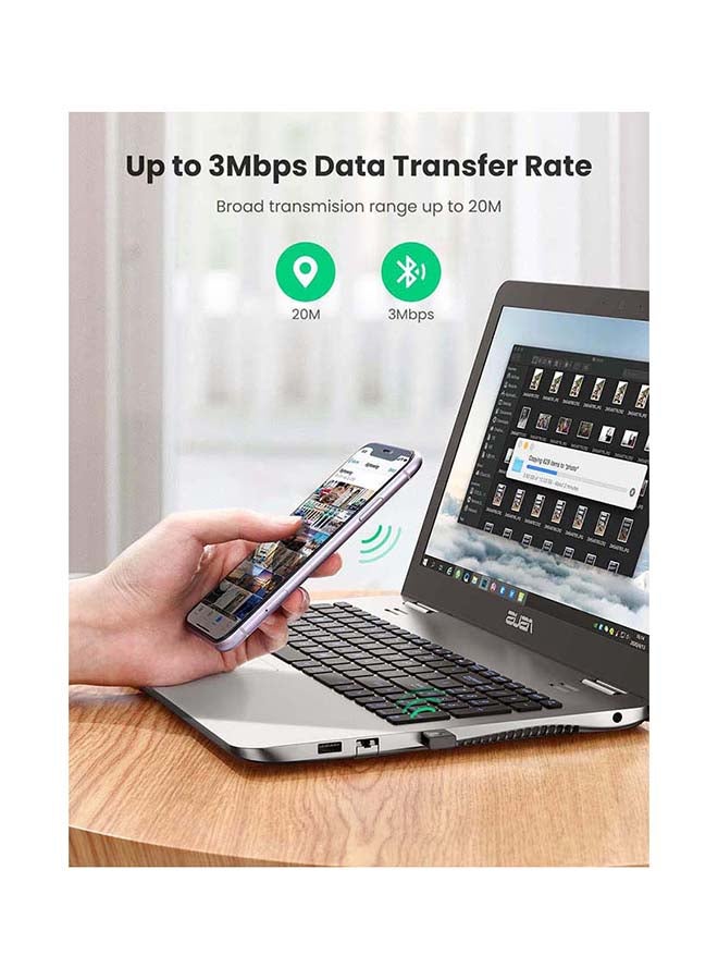 يو جرين - محول USB بلوتوث 4.0 لاسلكي دونجل، التوصيل والتشغيل للويندوز 11 و 10 و 8.18 ويدعم ويندوز إكس بي 7 فيستا، يحول من اللابتوب والكمبيوتر المكتبي إلى سماعة بلوتوث ولوحة مفاتيح وماوس للألعاب أسود وفضي - Image 1