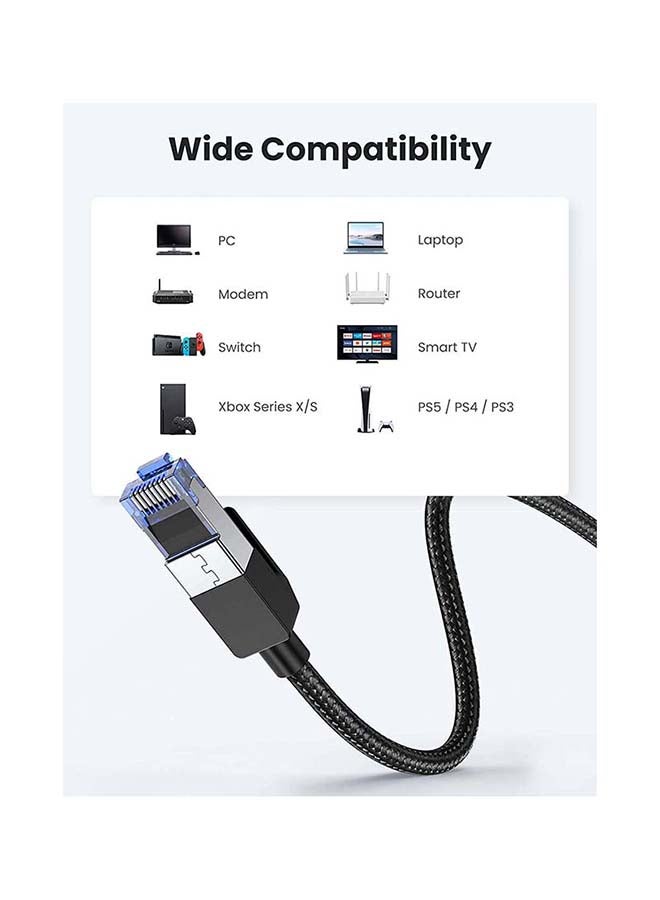 Ugreen - Ethernet Cable Cat8 High Speed 40Gbps 2000MHz RJ45 Network Patch Cord Braided LAN Wire Compatible with Gaming PC Switch PS5/PS4 /PS3 Xbox Modem Router WiFi Extender-1M Black - Image 1