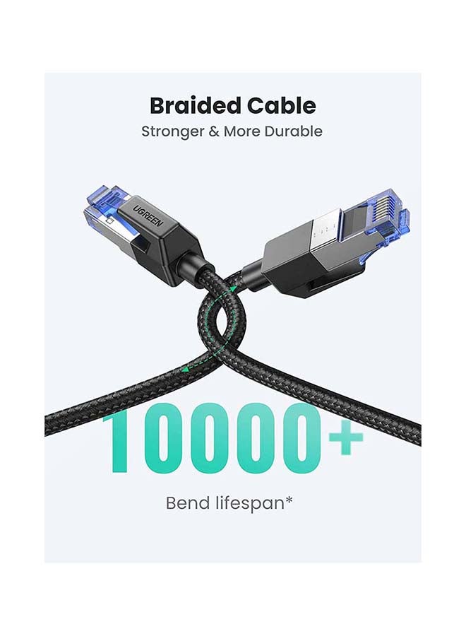 Ugreen - Ethernet Cable Cat8 High Speed 40Gbps 2000MHz RJ45 Network Patch Cord Braided LAN Wire Compatible with Gaming PC Switch PS5/PS4 /PS3 Xbox Modem Router WiFi Extender-1M Black - Image 1