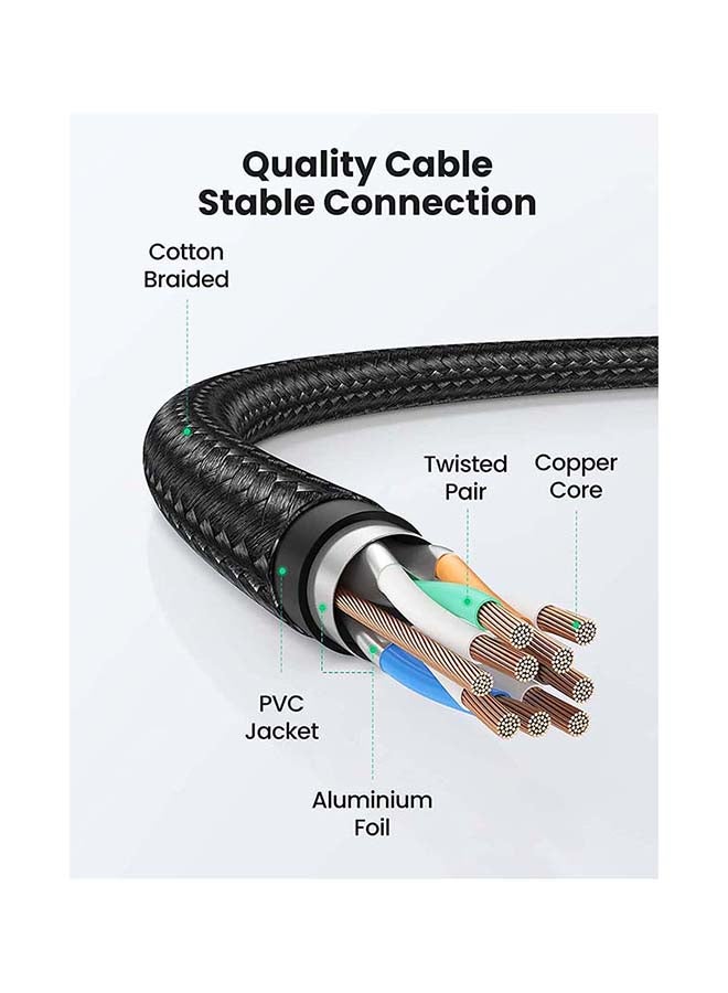 Ugreen - Ethernet Cable Cat8 High Speed 40Gbps 2000MHz RJ45 Network Patch Cord Braided LAN Wire Compatible with Gaming PC Switch PS5/PS4 /PS3 Xbox Modem Router WiFi Extender-1M Black - Image 1