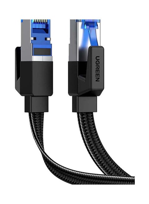 كابل إيثرنت كات 8 RJ45 26AWG بتصميم مسطح مضفر ومحمي بطول 5 متر لشبكة إنترنت LAN 2000 ميجاهرتز متوافق مع أجهزة مودم وراوتر وكمبيوتر شخصي وماك ولابتوب وبلايستيشن 2 وبلايستيشن 3 وبلايستيشن 4 وبلايستيشن 5 أسود