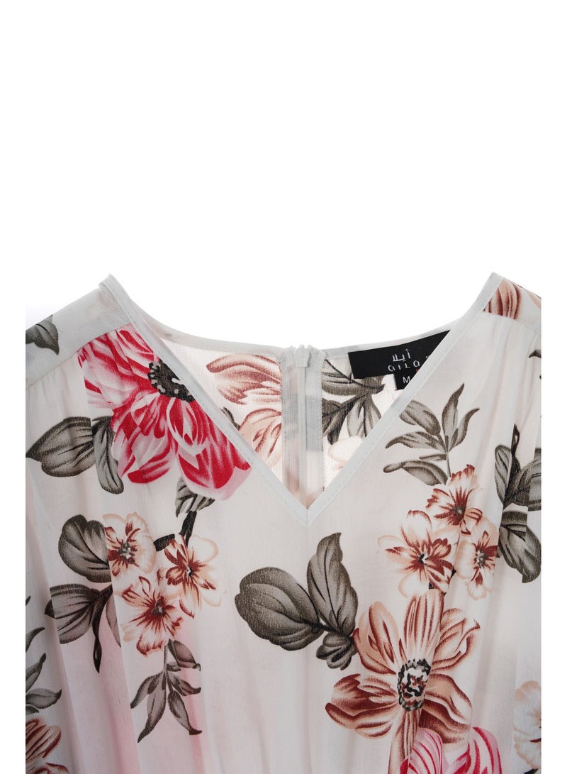 Aila - Women's Casual V-Neck Floral Print Long Sleeve Maxi Dress 1-Asprint - Image 1