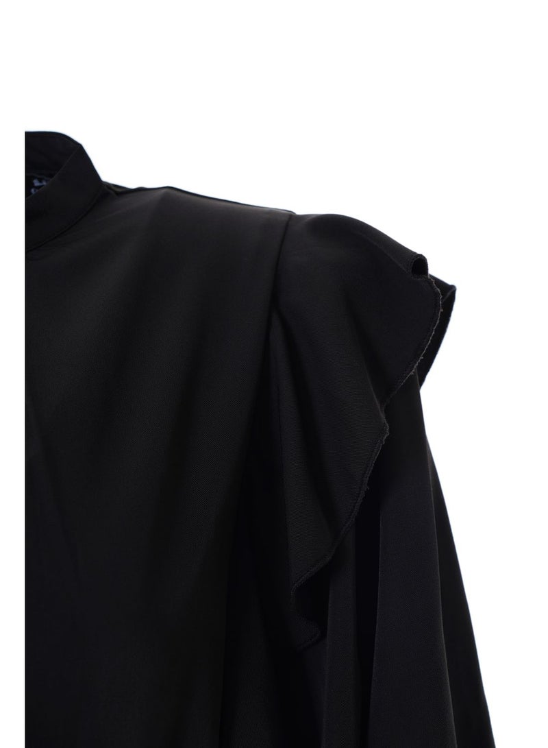Aila Women's Casual Solid Design Half Sleeve Maxi Dress 1-Black - Image 5