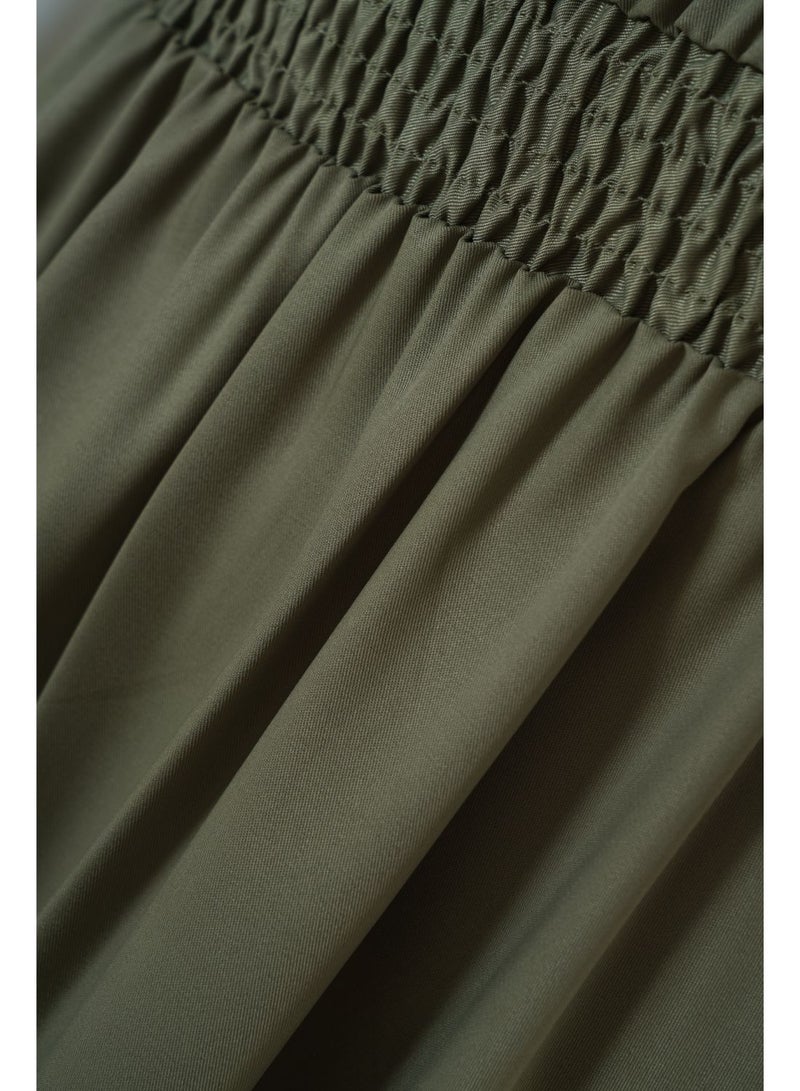 Aila - Women's Casual Solid Design Half Sleeve Maxi Dress 2-Olive - Image 1
