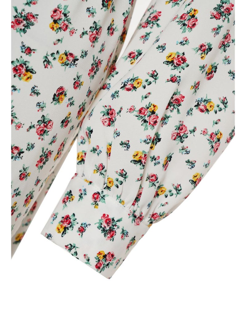 Aila - Women's Casual V-Neck Floral Print Long Sleeve Maxi Dress 1-Floral Print - Image 1