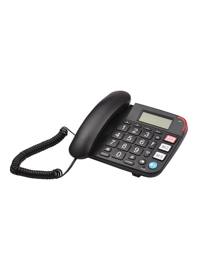 ماركة غير محددة - Desktop Corded Landline Fixed Telephone Big Button Black - Image 1