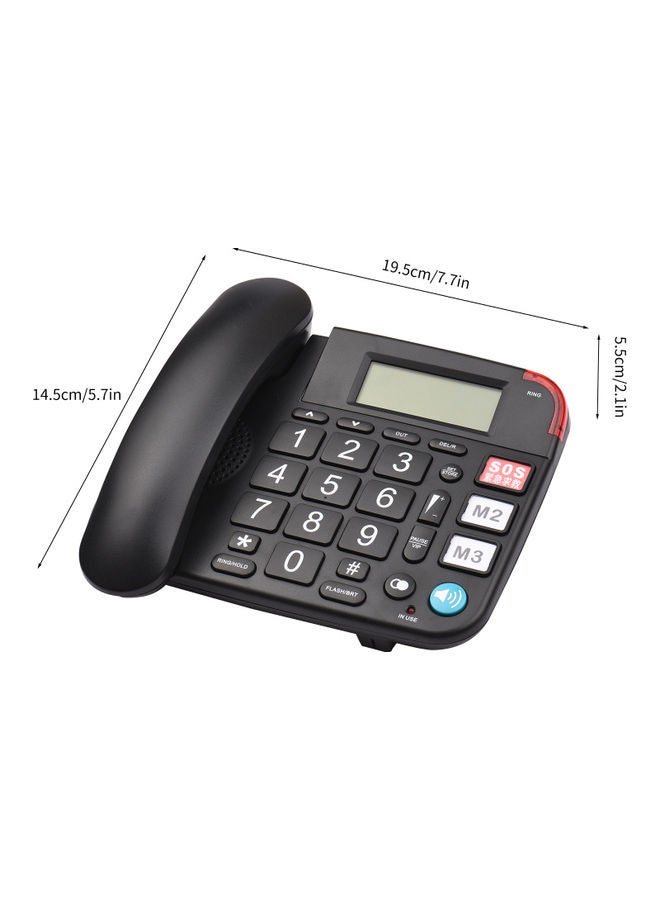 ماركة غير محددة - Desktop Corded Landline Fixed Telephone Big Button Black - Image 1