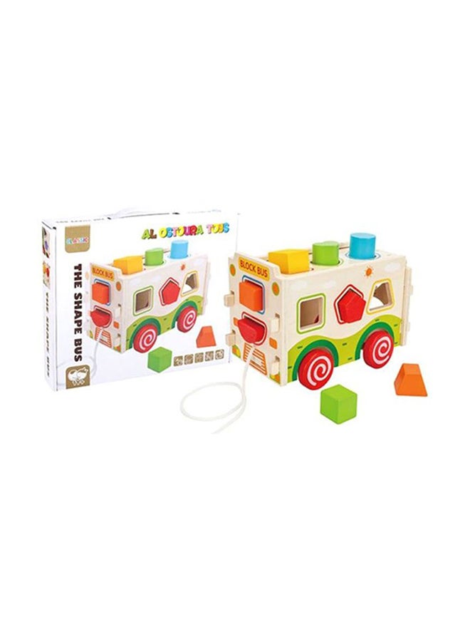 Alostoura Bus Shaped Wooden Sorter Toy Multicolored For Uptop 12 Month Age Group Kids 23x12x15cm  - Image 1