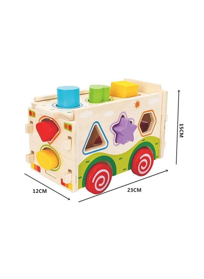 Alostoura Bus Shaped Wooden Sorter Toy Multicolored For Uptop 12 Month Age Group Kids 23x12x15cm  - Image 3