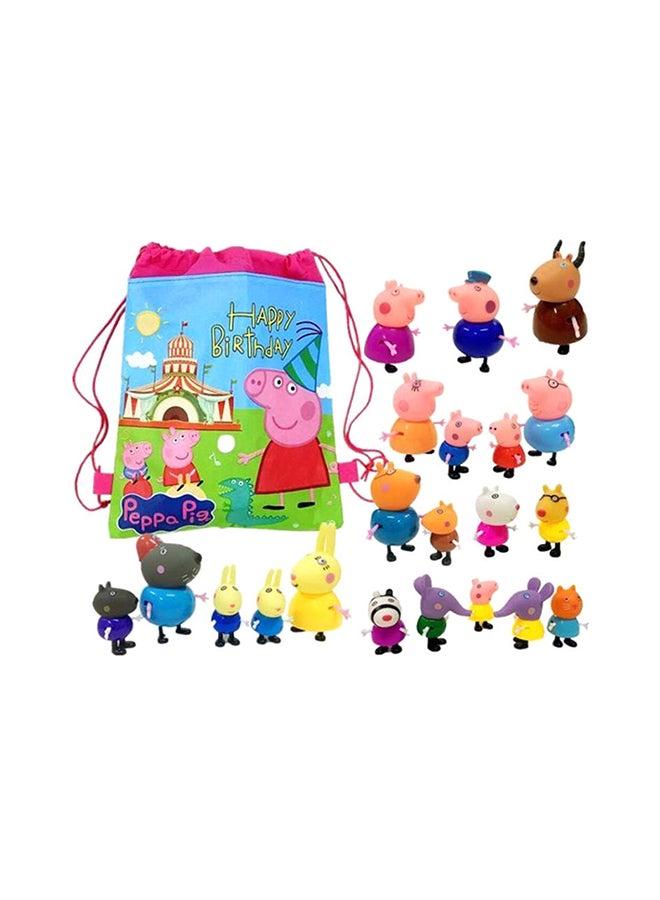 Beauenty 25-Piece Portable Cartoon Peppa Pig Friends Toys With Bag Durable Stress Reliever 12x26x32cm  - Image 1