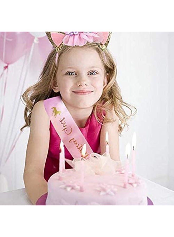 Generic Unicorn Headband And Birthday Girl Sash Set With Handmade Felt Flowers Multicolored For Both Kids And Adults 26x19cm  - Image 5