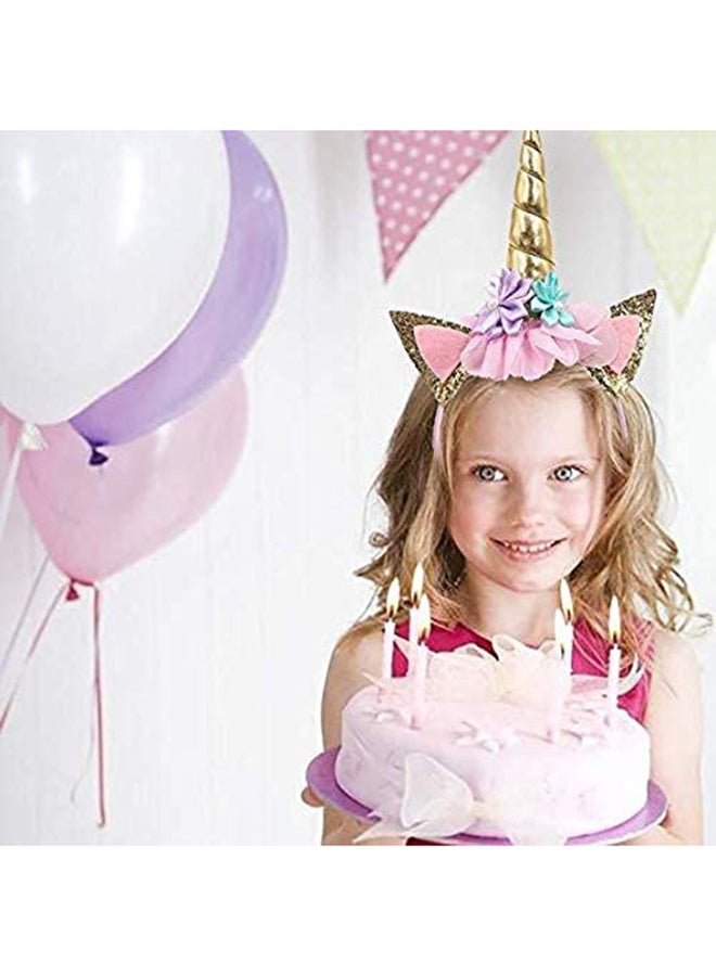 Generic Unicorn Headband And Birthday Girl Sash Set With Handmade Felt Flowers Multicolored For Both Kids And Adults 26x19cm  - Image 4