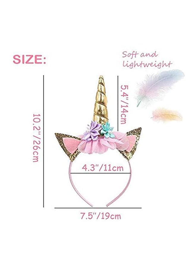 Generic Unicorn Headband And Birthday Girl Sash Set With Handmade Felt Flowers Multicolored For Both Kids And Adults 26x19cm  - Image 2