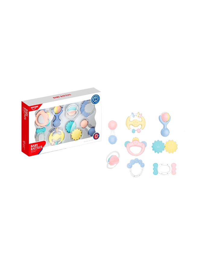 HUANGER 8-Piece Teether Rattle Toys Set Easy To Clean Bright Colors Durable And Unique Detailed Design 41.4x26.2x5.5cm  - Image 1