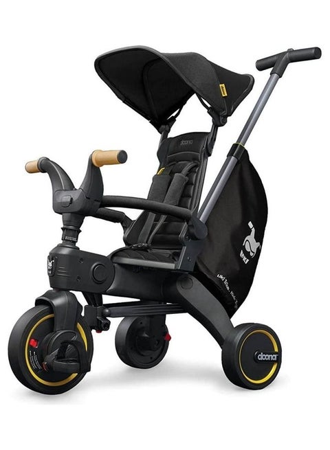 Liki Trike S5 Premium Folding Trike Nitro Black, Sleek 5 - In - 1 Compact Trike With Fully Assembled Dual Steering, Premium Materials And Upf 50+ Sun Canopy