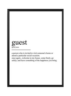 Guest Definition Poster With Frame Multicolour 50 x 40cm