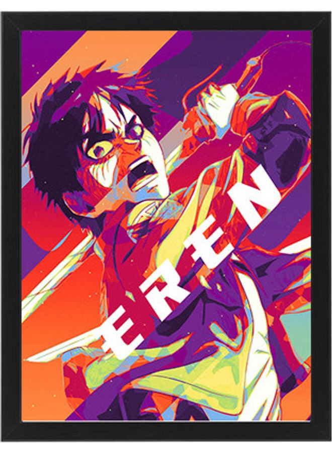 إم إي سي لوحة فنية رقمية بإطار برسمة شخصية إيرين يجار من مسلسل  "Attack On Titan" أسود 30x40سم