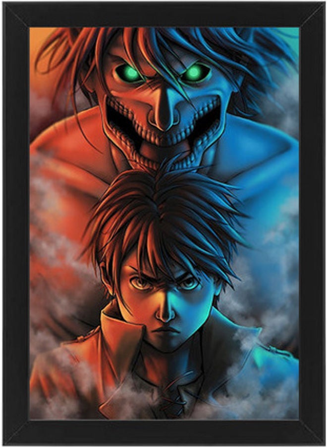 MEC Attack On Titan Eren Yeager Digital Wall Art Poster Frame Black 21x30cm 