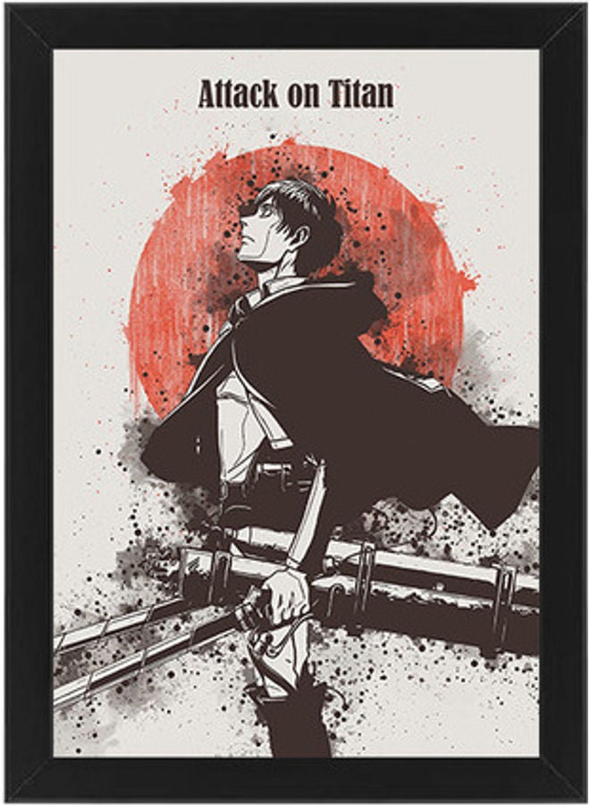 MEC Attack On Titan Eren Yeager Digital Wall Art Poster Frame Black 21x30cm