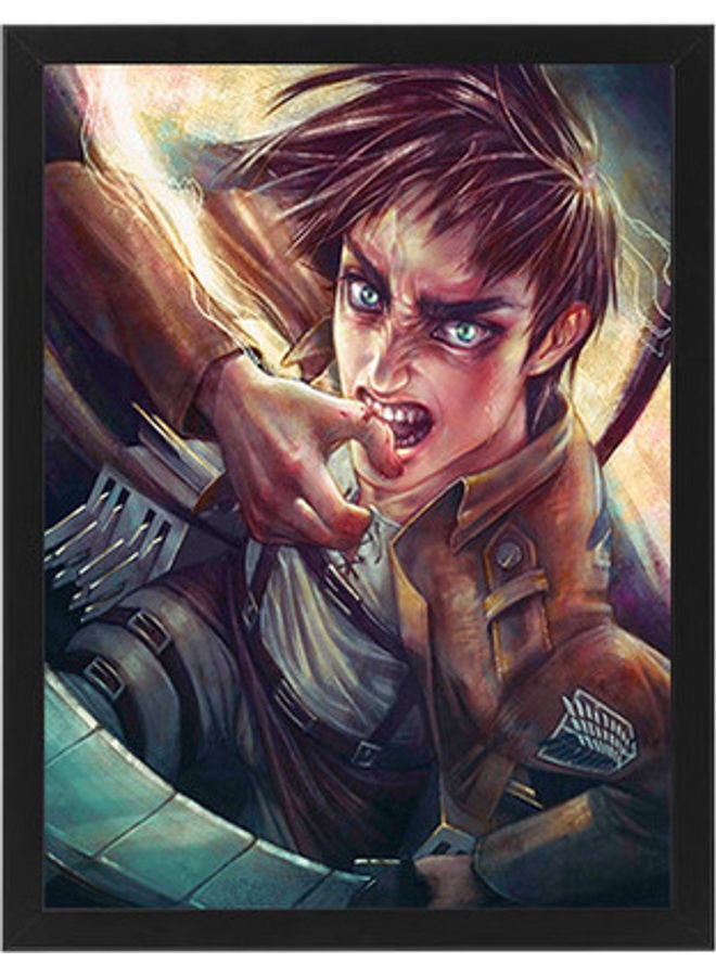 MEC Attack On Titan Eren Yeager Digital Wall Art Poster Frame Black 30x40cm 