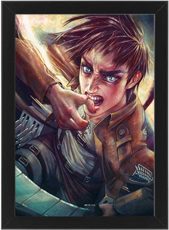 MEC Attack On Titan Eren Yeager Digital Wall Art Poster Frame Black 21x30cm 