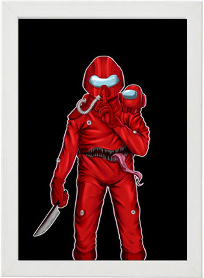 إم إي سي لوحة فنية رقمية بإطار بطبعة عبارة "Shhh" من لعبة "Among Us" أبيض 21x30سم