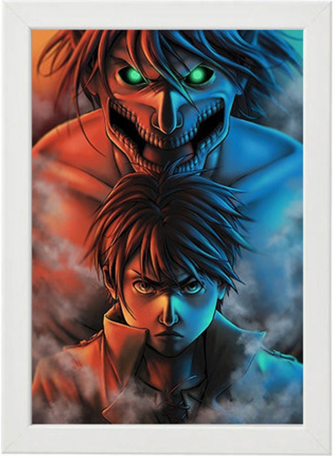 MEC Attack On Titan Eren Yeager Digital Wall Art Poster Frame White 21x30cm