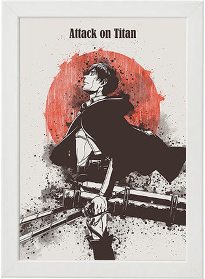 إم إي سي لوحة فنية رقمية بإطار برسمة شخصية إيرين يجار من مسلسل  "Attack On Titan" أبيض 21x30سم