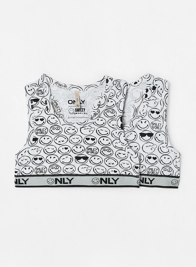 ONLY Kids/Teen Smiley Racer Crop Top (Pack of 2) Multicolour