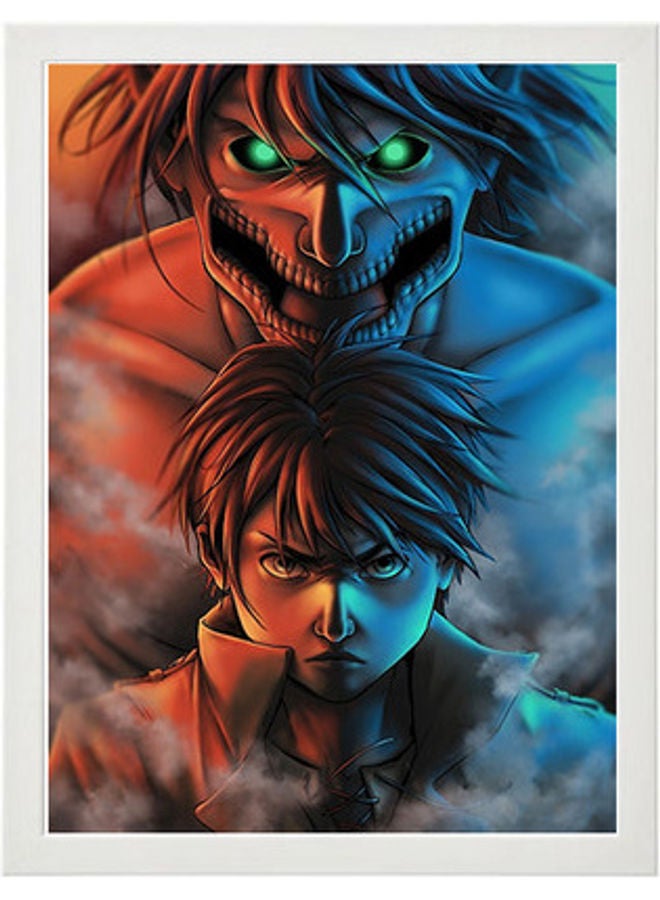 إم إي سي لوحة فنية رقمية بإطار برسمة شخصية إيرين يجار من مسلسل  "Attack On Titan" أبيض 30x40سم