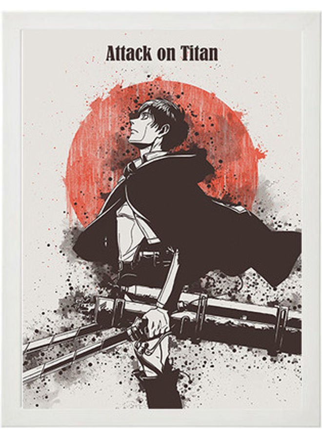 MEC Attack On Titan Eren Yeager Digital Wall Art Poster Frame White 30x40cm