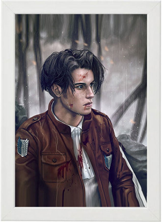 MEC Attack On Titan Levi Ackerman Digitial Wall Art Poster Frame White 21x30cm
