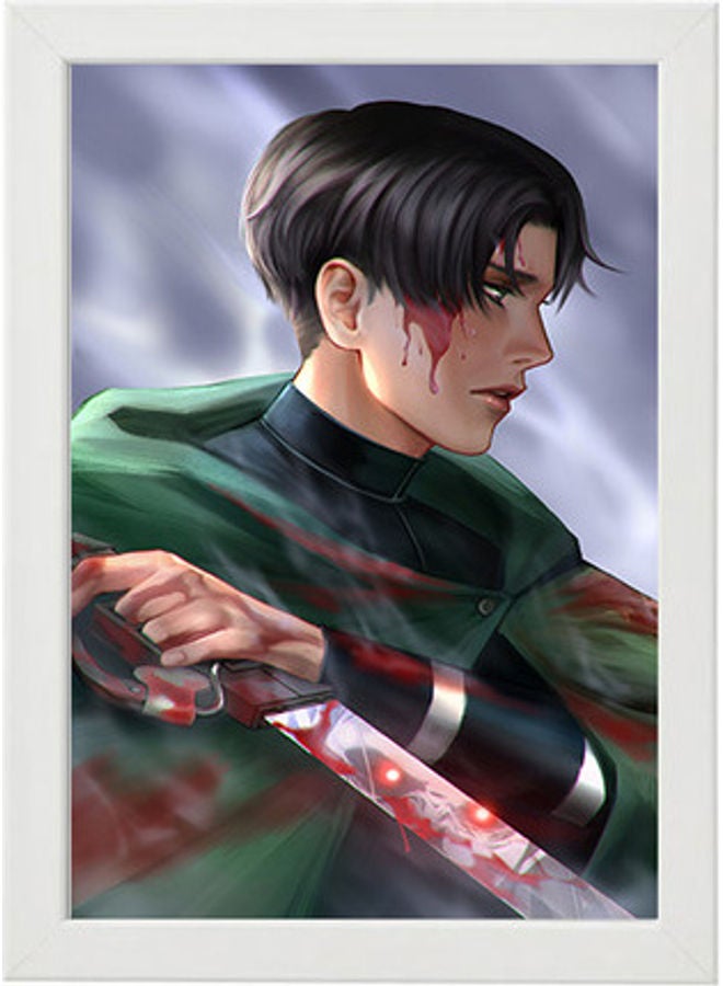 MEC Attack On Titan Levi Ackerman Digitial Wall Art Poster Frame White 21x30cm