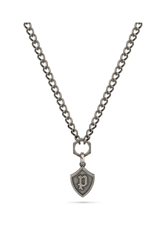 POLICE Talisman Mens Antique Stainless Steel Necklace With P Crest