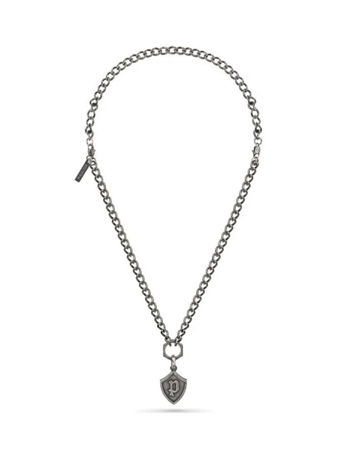 POLICE Talisman Mens Antique Stainless Steel Necklace With P Crest
