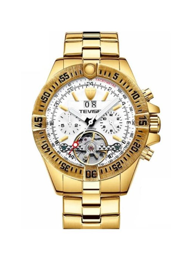 ساعة يد كرونوغراف دائرية بسوار من الستانلس ستيل طراز T839/WG للرجال