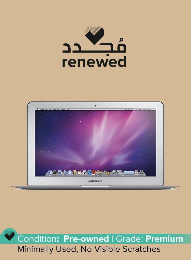 ابل  مجدد - لابتوب ماك بوك آير MC505LL/A (2010) بشاشة مقاس 11.6 بوصة ومعالج كور 2 ديو من الجيل الأول وذاكرة رام سعة 4 جيجابايت ومحرك أقراص SSD سعة 128 جيجابايت وبطاقة رسومات إنفيديا جيفورس 320M GPU سعة 256 ميجابايت اللغة الإنجليزية فضي - Image 1