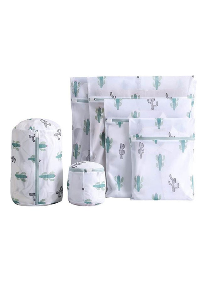 6-Piece Reusable Mesh Laundry Bags for Delicates with Premium Zipper and Cactus Prints Multicolour 30 x 20 x 6cm  - Image 1