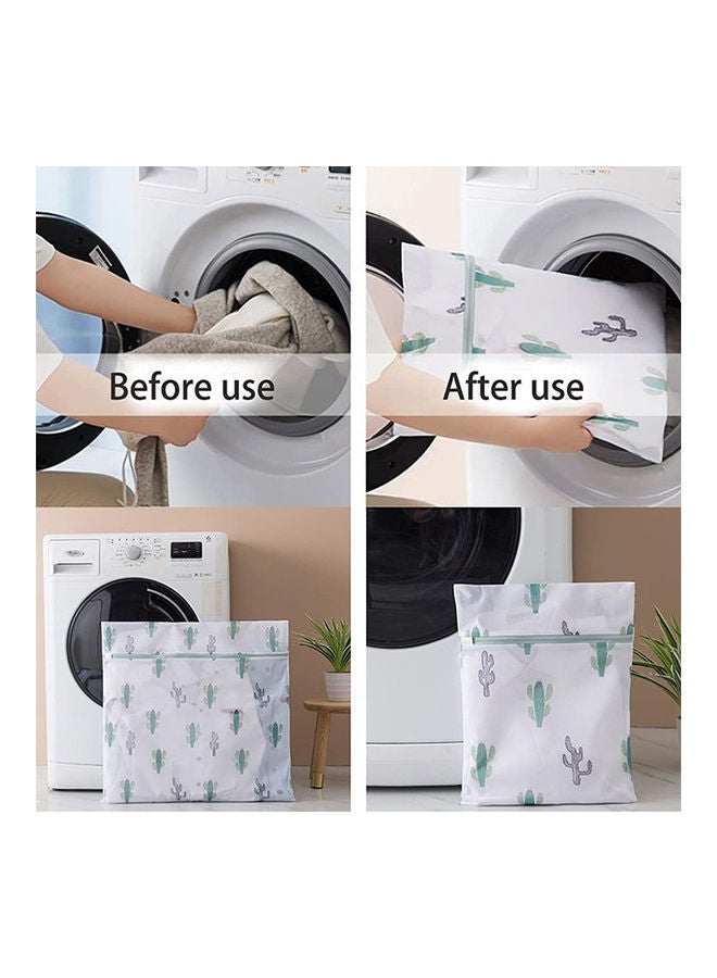6-Piece Reusable Mesh Laundry Bags for Delicates with Premium Zipper and Cactus Prints Multicolour 30 x 20 x 6cm  - Image 3