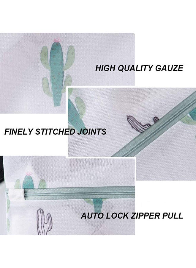 6-Piece Reusable Mesh Laundry Bags for Delicates with Premium Zipper and Cactus Prints Multicolour 30 x 20 x 6cm  - Image 5