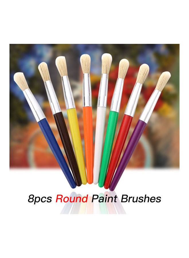 8-Piece Round Tip Colour Brush Set Multicolour