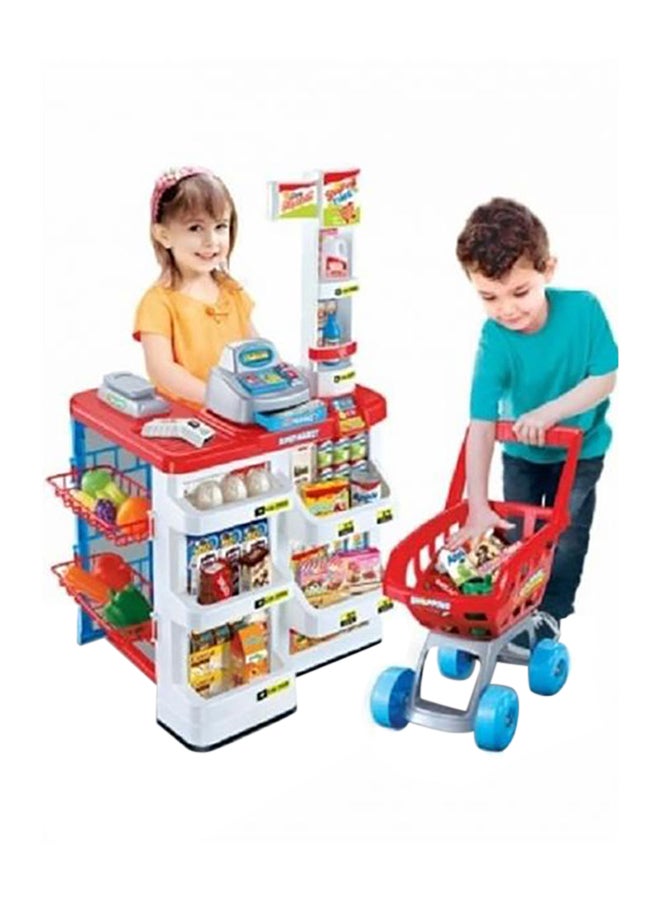 Home Pretend Supermarket Accessories With Trolley Role Play Set Toy For Kids 33x20x40.5cm - Image 1