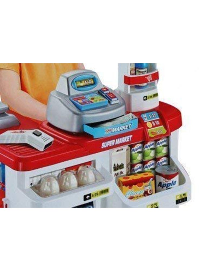 Home Pretend Supermarket Accessories With Trolley Role Play Set Toy For Kids 33x20x40.5cm - Image 5