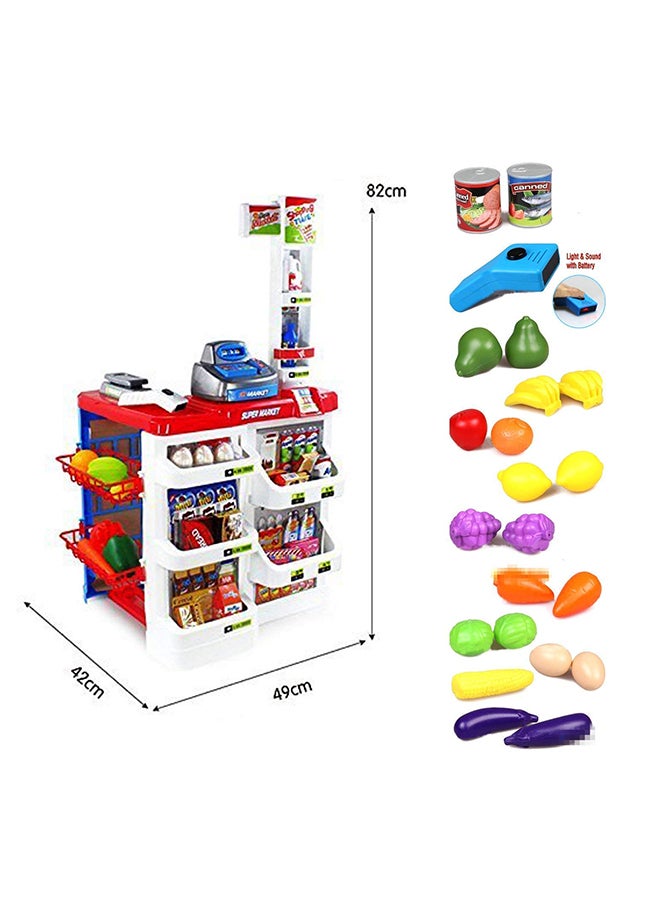 Home Pretend Supermarket Accessories With Trolley Role Play Set Toy For Kids 33x20x40.5cm - Image 2