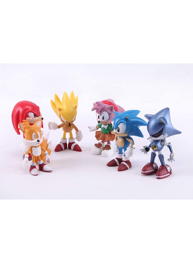 6-Piece Sonic Exclusively Designed The Hedgehog Action Figure Set Kids Toy Multicolour 2 to 3cm