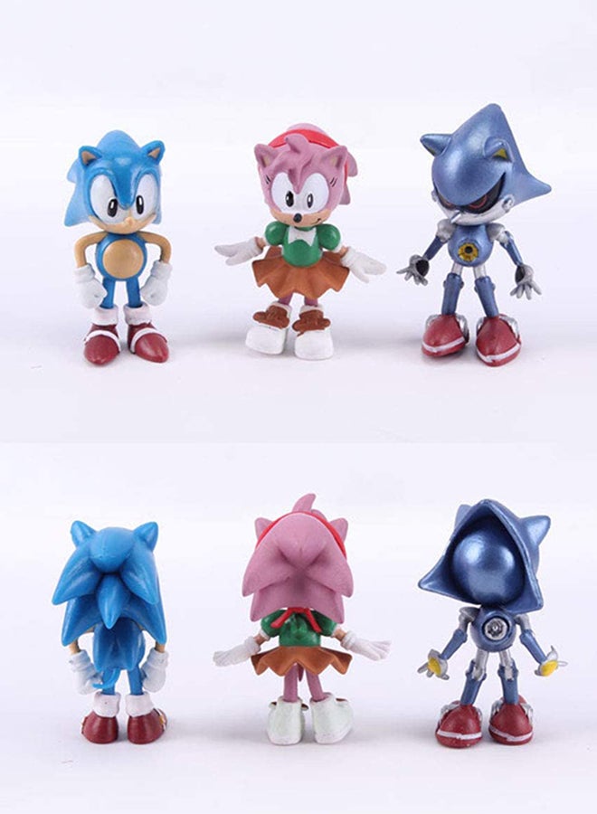 6-Piece Sonic Exclusively Designed The Hedgehog Action Figure Set Kids Toy Multicolour 2 to 3cm
