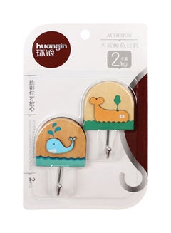 huanyin 2-Piece Wood Cartoon Wall Hook Multicolour 5.4X4.9X0.51cm  - Image 1
