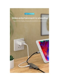 عربست 4 في 1 USB HUB متعدد المنافذ 3.0 Type-C محول متوافق مع HDMI لجهاز MacBook Gray رمادي  - Image 5