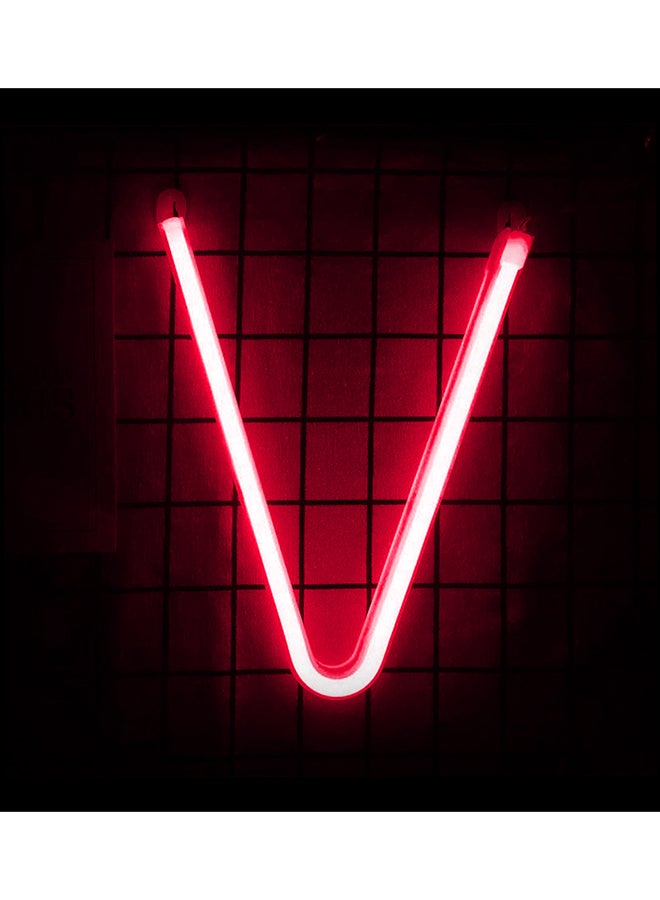 سلة مصباح نيون فليكس بإضاءة LED على شكل حرف V أحمر 30 x 24سم - Image 1