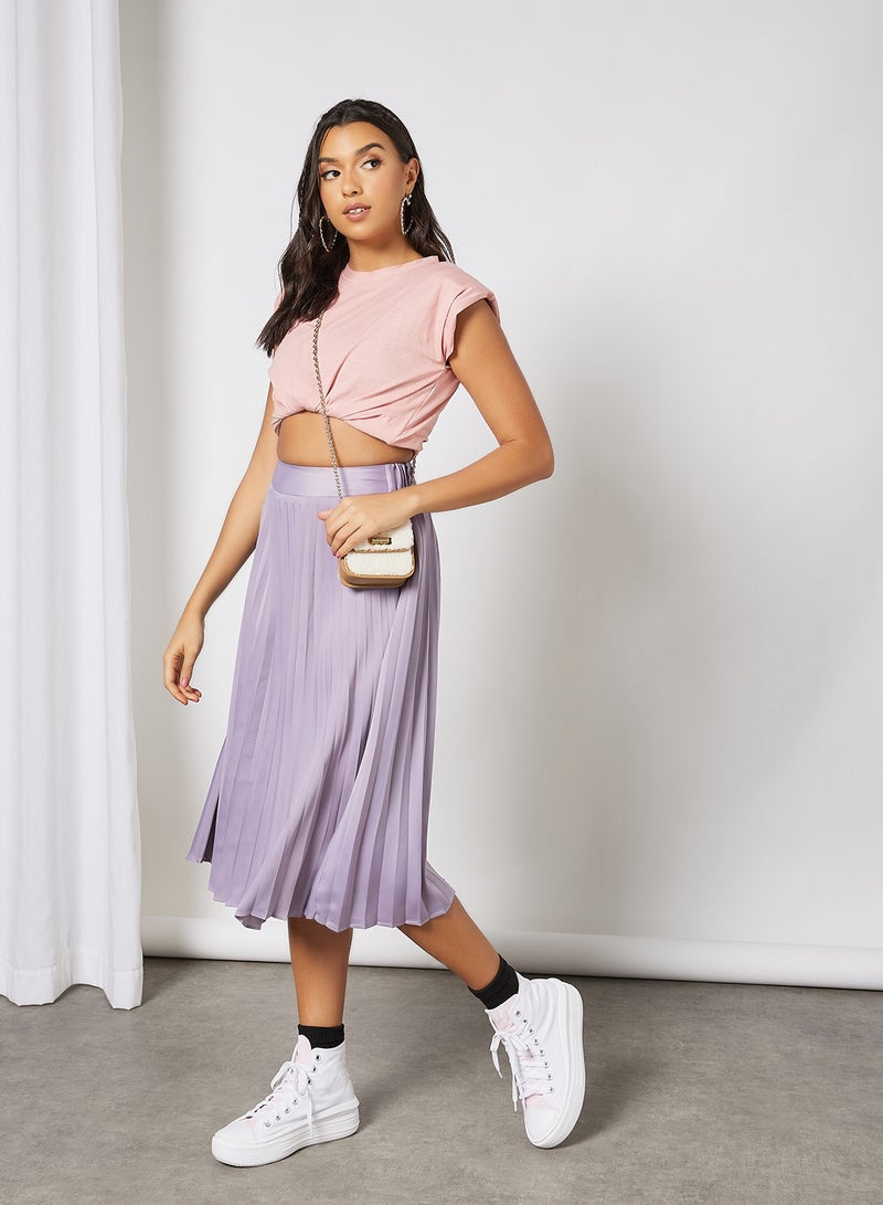 Campus Sutra Solid Pattern Cap Sleeve T-Shirt Peach  - Image 2